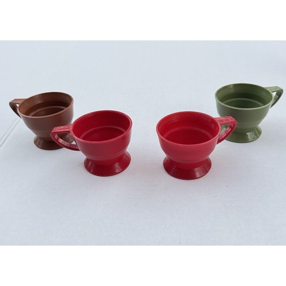 Vintage Solo Cozy Cup Plastic Holders Mixed Colors Brown Green Red Set of 4